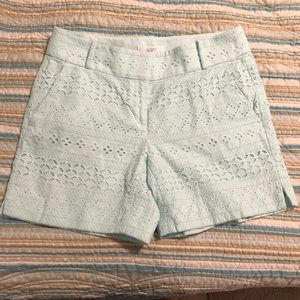 Loft eyelet riviera shorts 6” inseam in aqua
